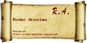 Roder Anzelma névjegykártya